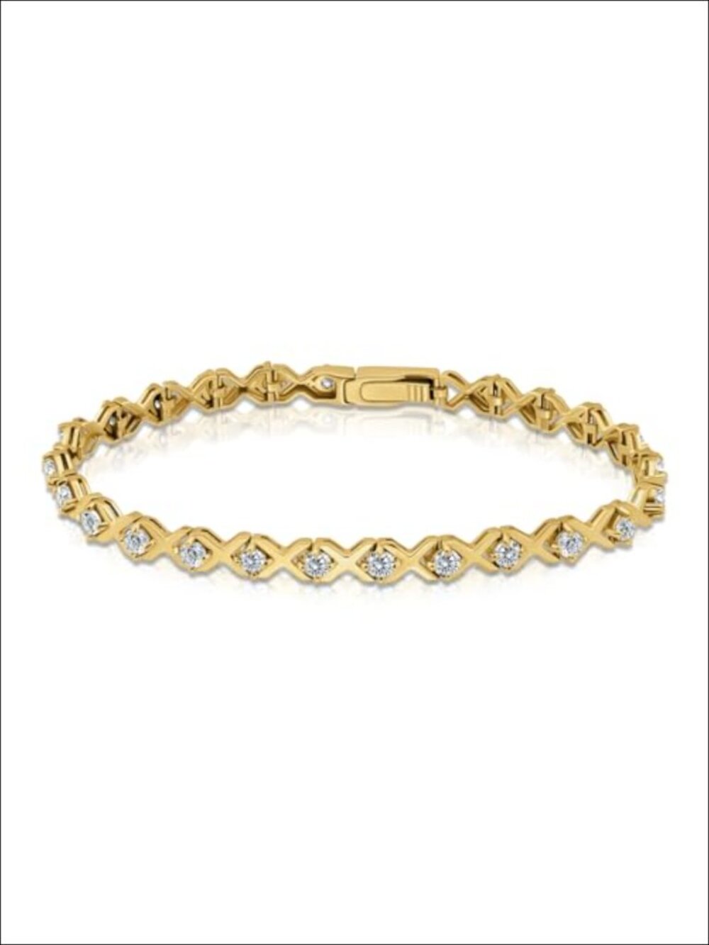 925 Sterling Silver Cubic Zirconia XO Tennis Bracelet 7.25''